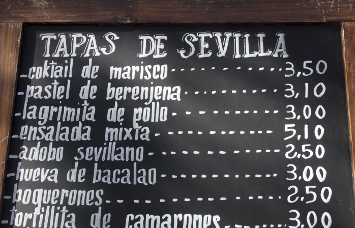 İspanyol yemekleri- Sevilla’da bir Tapas menüsü.