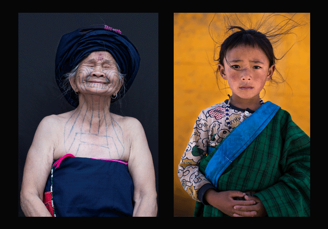 Kültürel çeşitlilik- Çin’in Li halkından bir kadının ve Tibetli küçük bir kızın fotoğrafı
