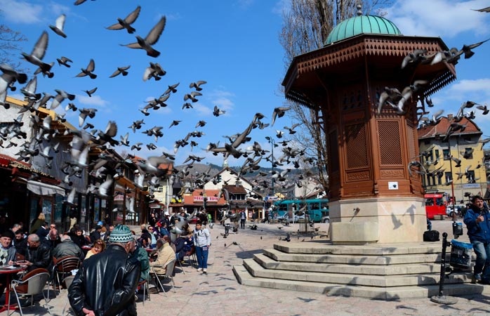 Saraybosna’nın Osmanlı zamanındaki tarihi şehir merkezi Başçarşı’nın sembolleşmiş sebili