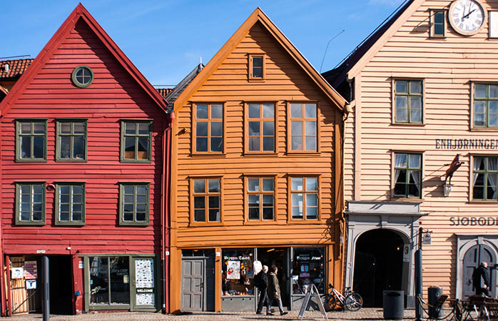 Norveç’in Bergen şehrindeki Bryggen iskele binaları