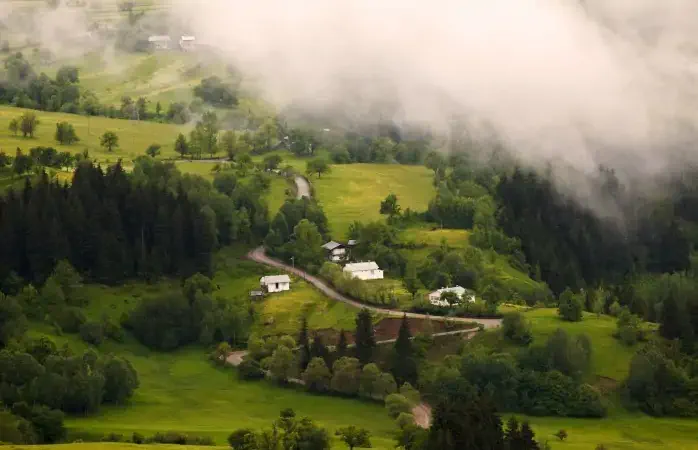 Beautiful green landscape in spring time and rural areas of north east of Turkey country, Savsat, Artvin